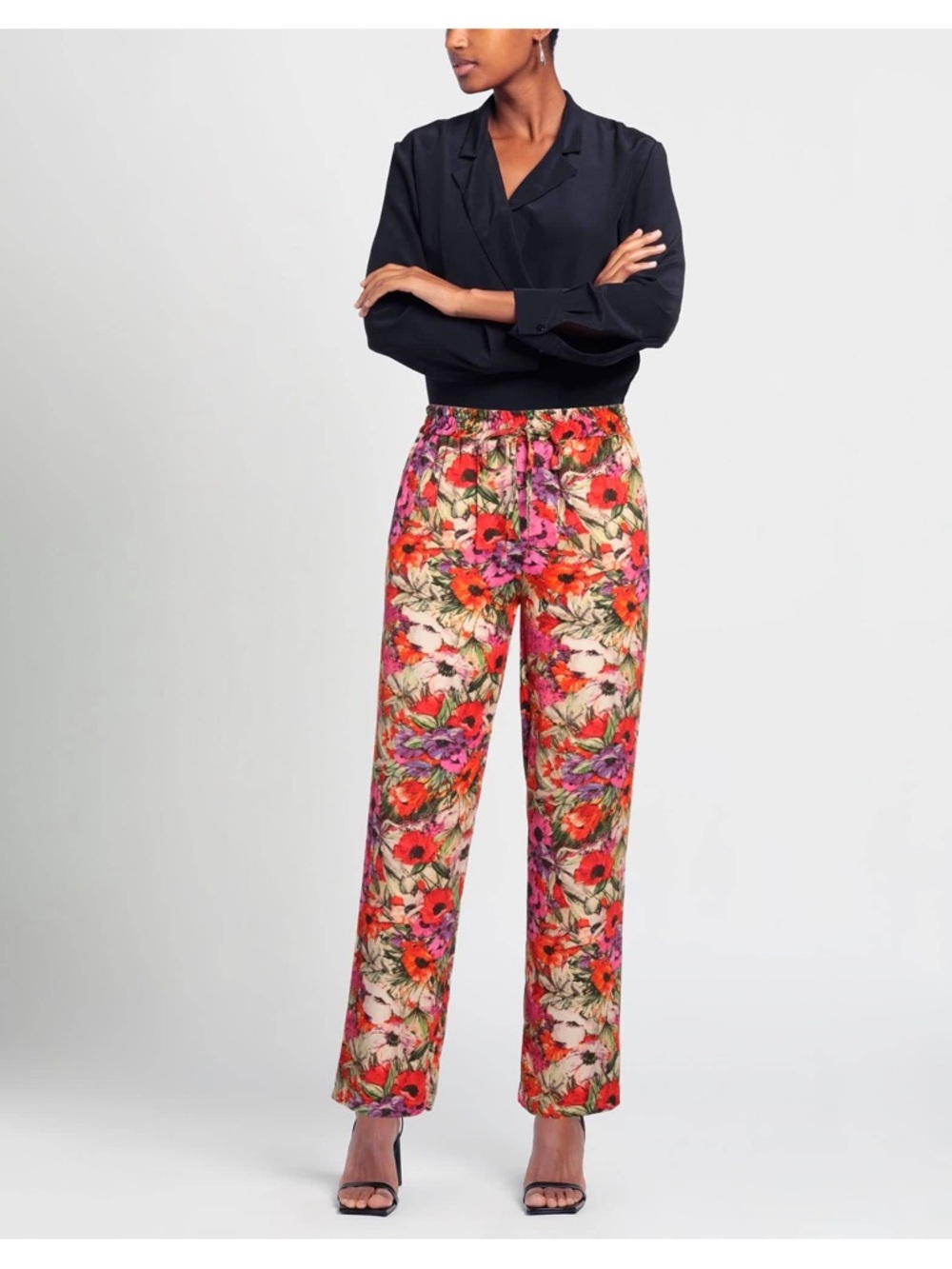 Blumarine Floral Drawstring Skirt - Pink Red Green Purple